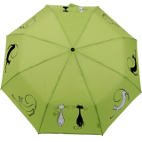 Doppler Damen Taschenschirm mit Auf-Zu-Automatik Magic Fiber Cats Best Friends - lime