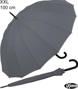 iX-brella long - hochwertiger Stockschirm 16-teilig mit Automatik sturmfest grau