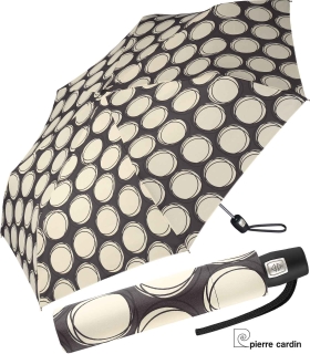 Pierre Cardin Damen Taschenschirm mit Auf-Zu-Automatik Slimline Dots & Circles - lightgray