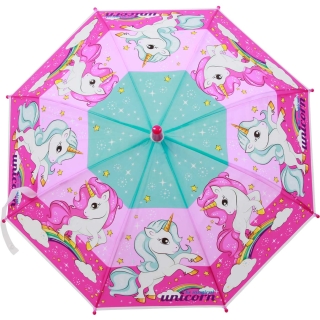 Transparenter Einhorn Kinder Regenschirm stabil Stockschirm Süß Mädchen Schirm 