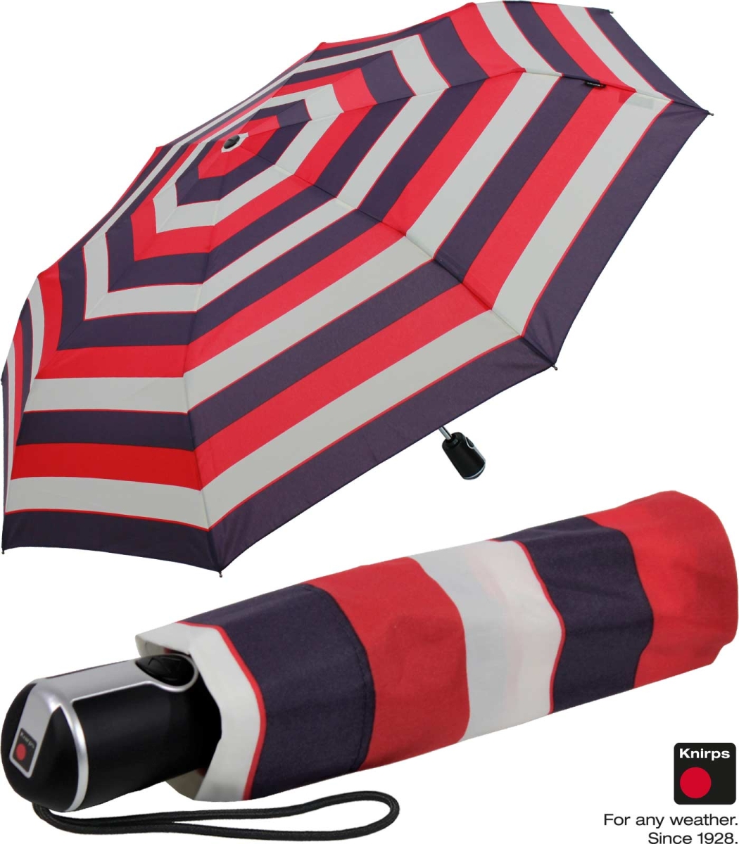 Knirps Regenschirm Damen Taschenschirm Large Duomatic stripe red, 3