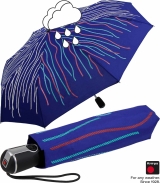 Knirps Regenschirm Damen Taschenschirm Large Duomatic mit Farbwechsel Wet Print Rope - blau