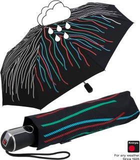 Knirps Regenschirm Damen Taschenschirm Large Duomatic mit Farbwechsel Wet Print Rope - schwarz
