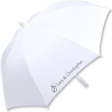 iX-brella weißer XXL Hochzeitsschirm Automatik - All In White - Herz und Anker personalisiert mit Namen