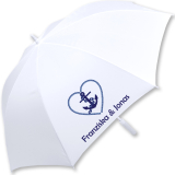 iX-brella weißer XXL Hochzeitsschirm Automatik - All In White - Ankerkette personalisiert mit Namen