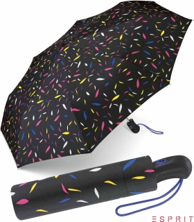 Esprit Taschenschirm Easymatic Light Auf-Zu Automatik Little Leaves - schwarz