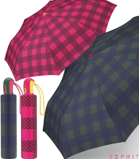 Esprit Taschenschirm Easymatic Light Auf-Zu Automatik Gingham Checks