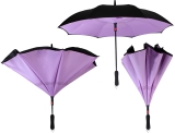 iX-brella Reverse - Automatik Regenschirm umgekehrt - umgedreht zu öffnen - schwarz-helllila