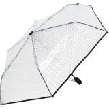 iX-brella Taschenschirm transparent mit Lens-Effekt und schwarzem Griff und Einfassband