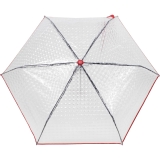 iX-brella Taschenschirm transparent mit Lens-Effekt und rotem Griff und Einfassband