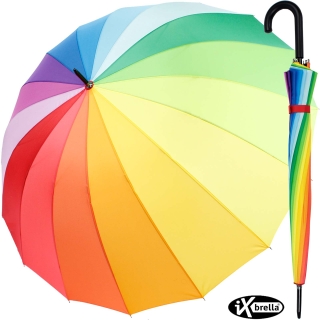 iX-brella long rainbow 16-color - Stockschirm 16-teilig mit Automatik Regenbogen