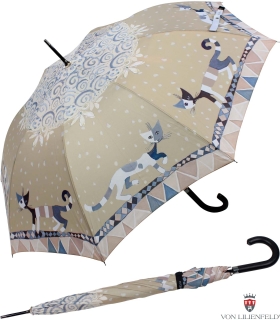 Regenschirm Automatik Katzen Kunst Damen braun Wachtmeister Brunello 