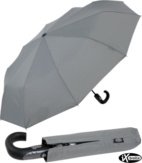 iX-brella Herren-Taschenschirm mit Auf-Zu-Automatik und Rundhakengriff mit Carbonoptik - grey