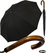 iX-brella Herren-Stockschirm High Quality mit Automatik und Echtholz-Rundhakengriff - black