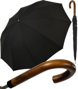 iX-brella Herren-Stockschirm High Quality mit Automatik und Echtholz-Rundhakengriff - black