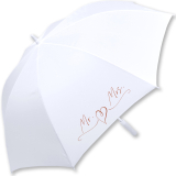 iX-brella XXL Mr.&Mrs. Hochzeitsschirm Automatik - Brautschirm All In White - filigranes Herz