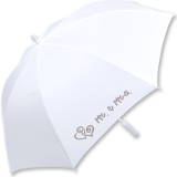 iX-brella XXL Mr.&Mrs. Hochzeitsschirm Automatik - Brautschirm All In White - verschnörkelte Herzen