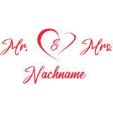 iX-brella XXL Mr.&Mrs. Hochzeitsschirm Automatik personalisiert mit Name - Brautschirm All In White - rotes Herz