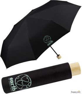 Happy Rain Earth nachhaltiger super mini eco Taschenschirm - black