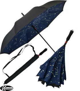 iX-brella Reverse - Automatik Regenschirm umgekehrt - umgedreht zu öffnen Astro Sternenhimmel