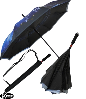 iX-brella Reverse - Automatik Regenschirm umgekehrt - umgedreht zu öffnen Thunderstorm