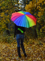 iX-brella Trekking Taschenschirm XXL mit Umhängetasche - Regenbogen