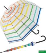 Benetton Glockenschirm transparent Automatik - Multistripe Rainbow