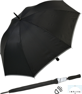 Falcone® Reflex Regenschirm Fiberglas mit reflektierendem Einfassband - schwarz