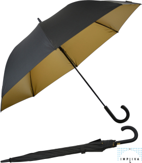 Falcone® luxuriöser XXL Regenschirm Automatik Fiberglas - schwarz-gold