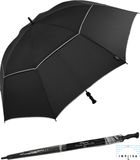 Falcone® XXL 140cm Riesen-Golfschirm mit starkem doppeltem Glasfibergestell - schwarz