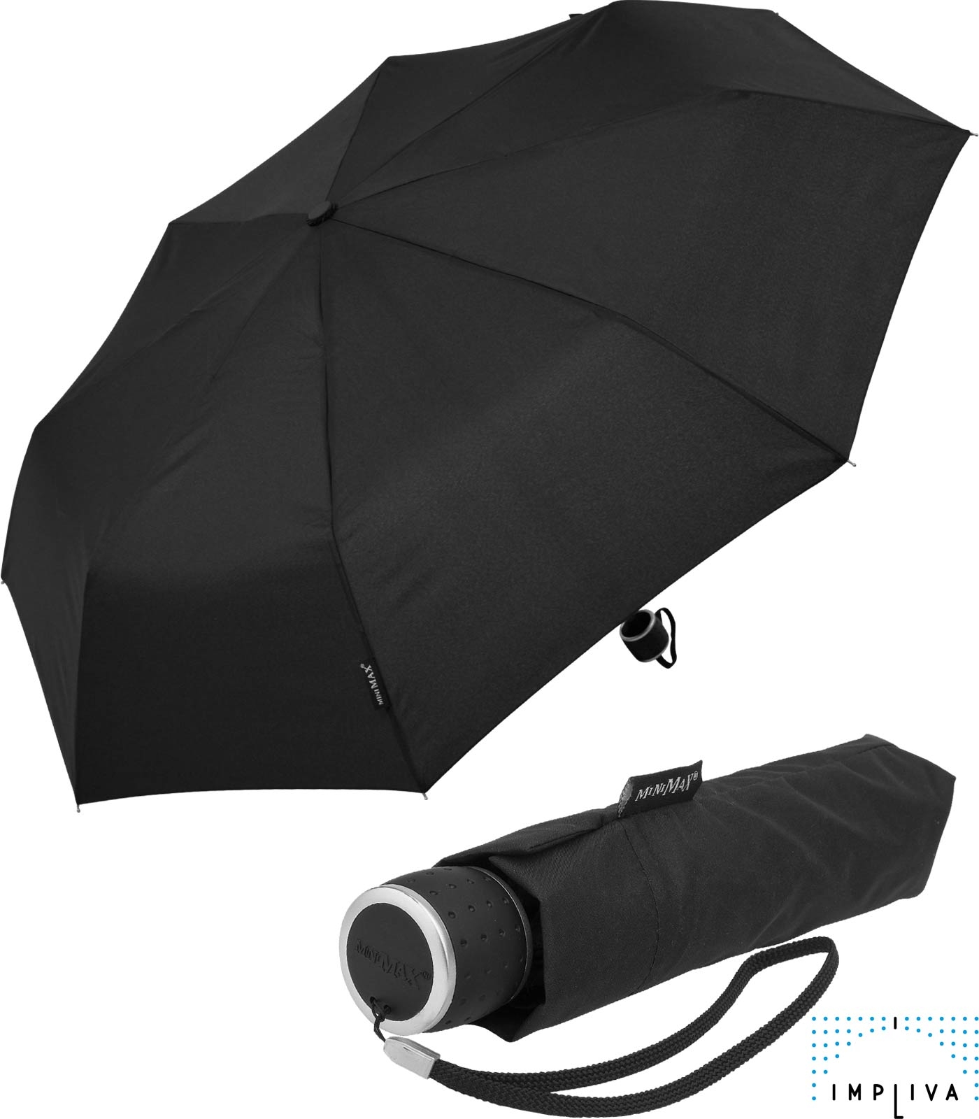 miniMAX® kleiner leichter Taschenschirm mit Handöffner - schwarz