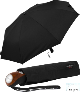 miniMAX® Herren Taschenschirm mit Auf-Zu-Automatik Knaufgriff in Holzoptik - schwarz