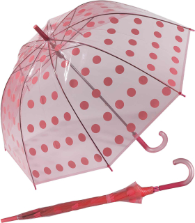 Glockenschirm transparent bunt Big Dots - pink