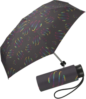 Damen Taschenschirm Ultra Mini Rainbow Swirls - grau