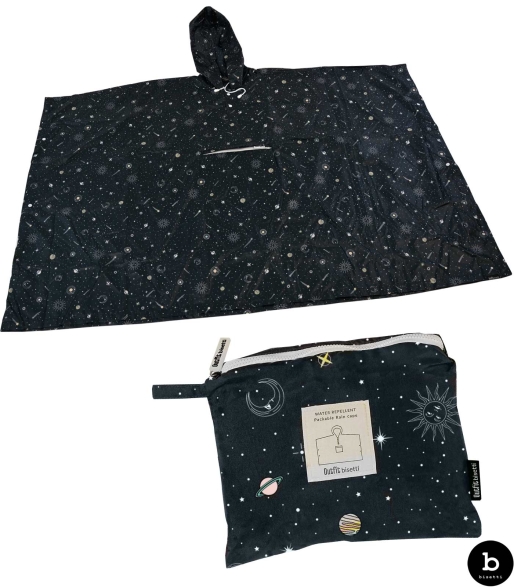 Damen Regenponcho Astro-Design - schwarz