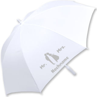 iX-brella XXL Mr.&Mrs. Hochzeitsschirm Automatik personalisiert mit Name - Brautschirm All In White - Liebespaar