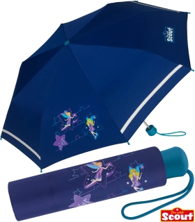Scout Kinder-Taschenschirm mit reflektierendem Streifen Blue Star