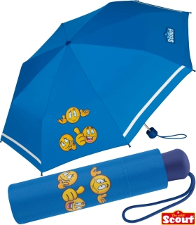 Scout Kinder-Taschenschirm mit reflektierenden Streifen Emoji - blue
