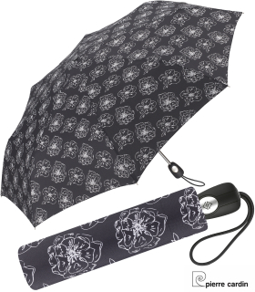 Pierre Cardin Regenschirm Black & White Flower black - Taschenschirm Easymatic