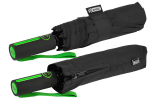 iX-brella BIG Fiberglas Taschenschirm 104cm mit farbigen Doppel-Speichen - schwarz-grün