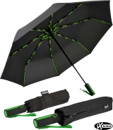 iX-brella BIG Fiberglas Taschenschirm 104cm mit farbigen Doppel-Speichen - schwarz-grün