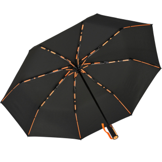 iX-brella BIG Fiberglas Taschenschirm 104cm mit farbigen Doppel-Speichen - schwarz-orange