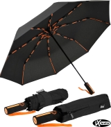iX-brella BIG Fiberglas Taschenschirm 104cm mit farbigen Doppel-Speichen - schwarz-orange