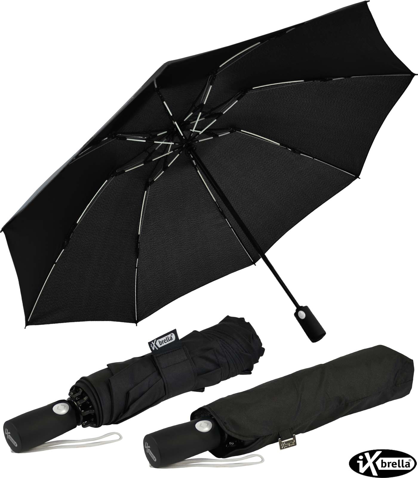 iX-brella Sturmschirm Voll-Fiberglas Taschenschirm...