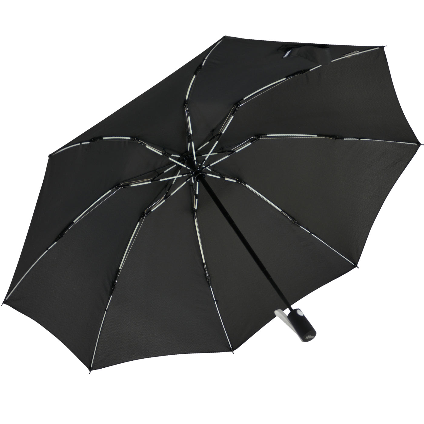 iX-brella Sturmschirm Voll-Fiberglas Taschenschirm groß 106 cm - mit farbigen Speichen - schwarz-weiß
