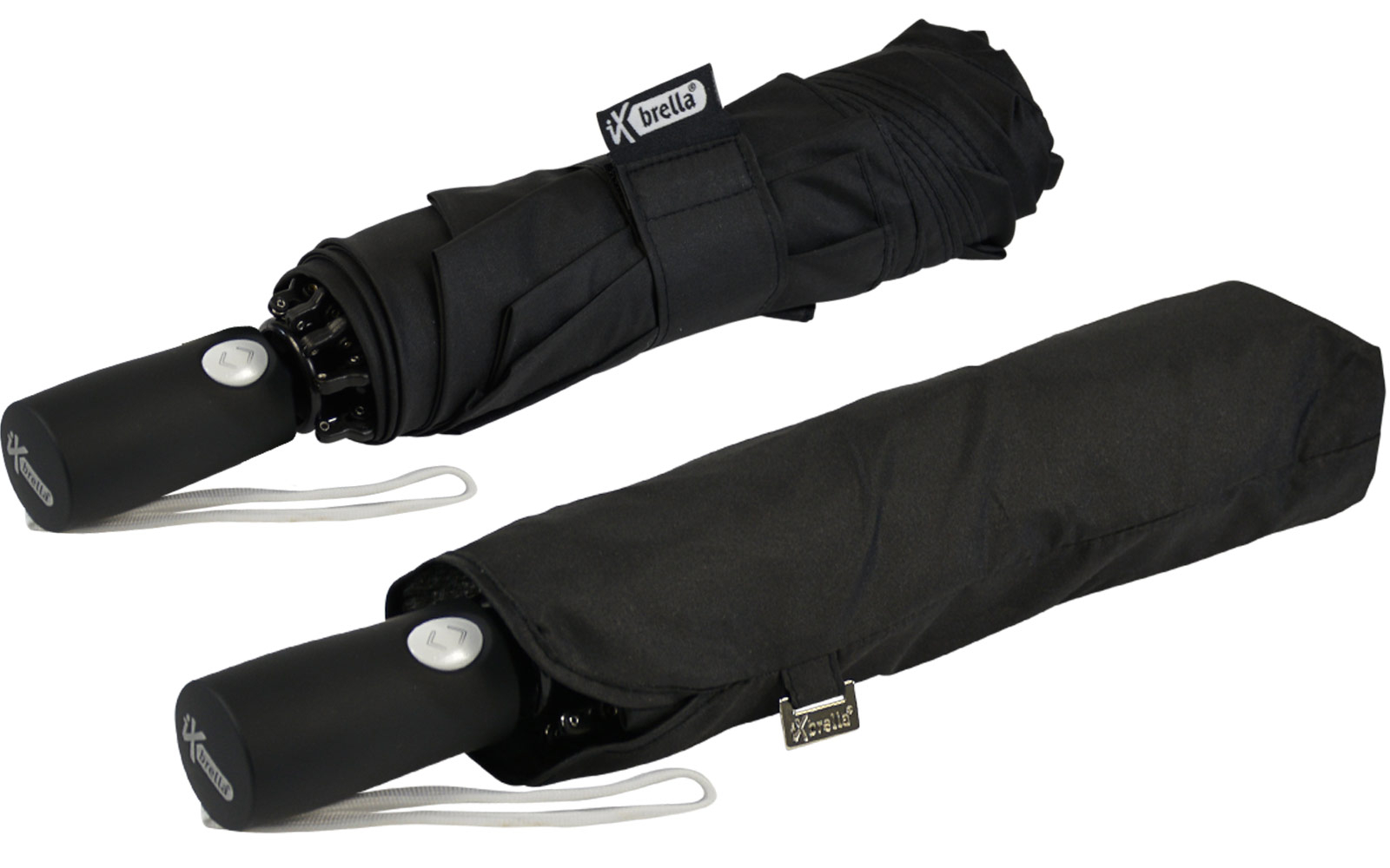 iX-brella Sturmschirm Voll-Fiberglas Taschenschirm groß 106 cm - mit farbigen Speichen - schwarz-weiß