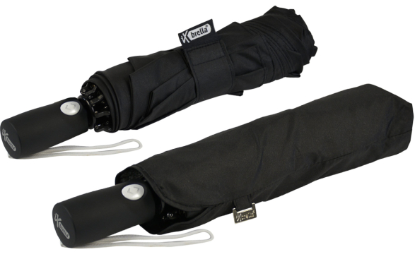 iX-brella Sturmschirm Voll-Fiberglas Taschenschirm groß 106 cm - mit farbigen Speichen - schwarz-weiß