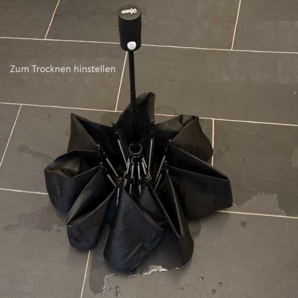 iX-brella Sturmschirm Voll-Fiberglas Taschenschirm groß 106 cm - mit farbigen Speichen - schwarz-weiß