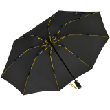 iX-brella Sturmschirm Voll-Fiberglas Taschenschirm groß 106 cm - mit farbigen Speichen - schwarz-gelb