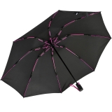 iX-brella Sturmschirm Voll-Fiberglas Taschenschirm groß 106 cm - mit farbigen Speichen - schwarz-pink